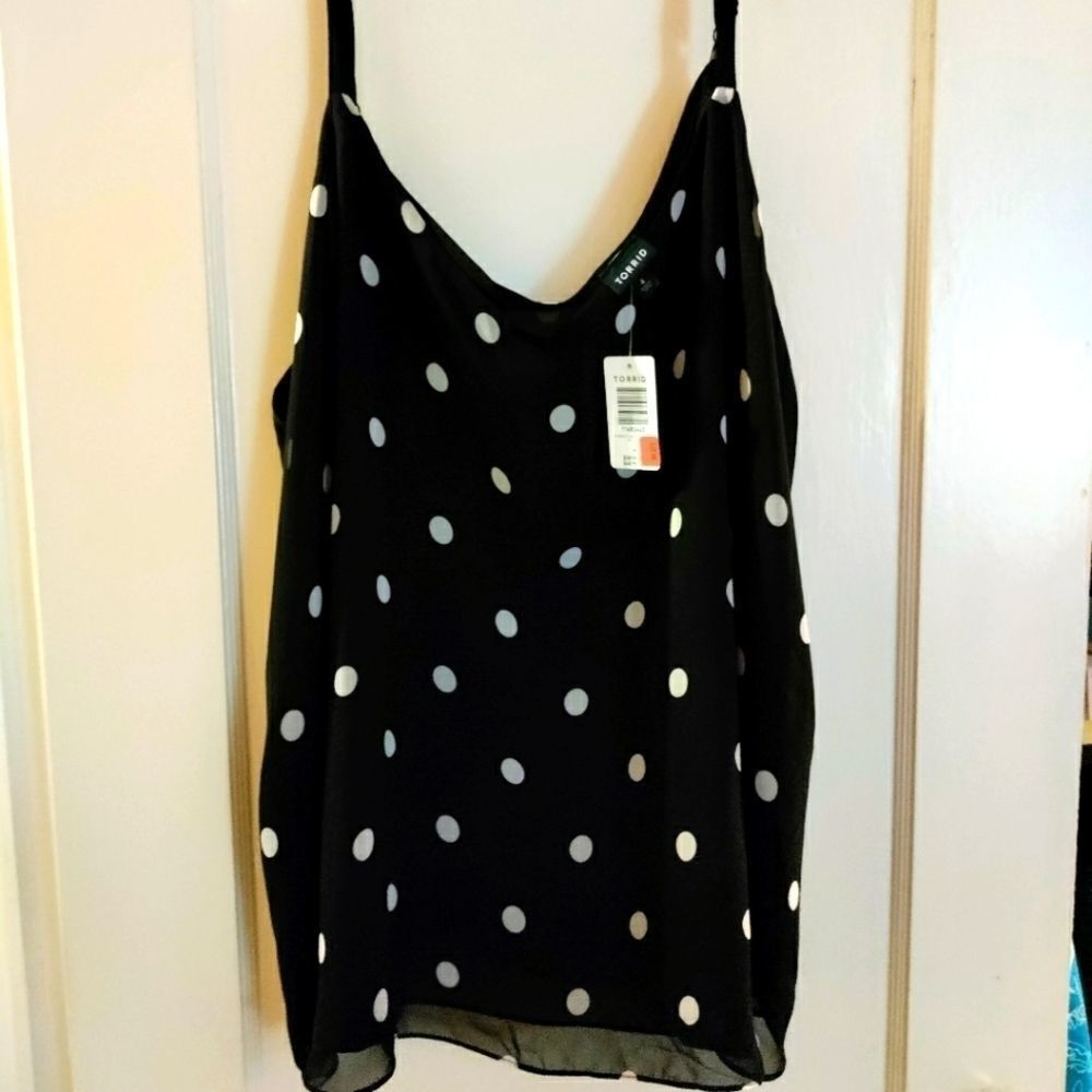 NWT, sheer material, polka dot, tank top